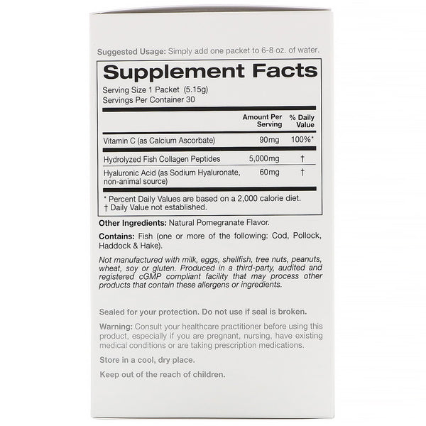 Solumeve, Collagen Peptides Plus Vitamin C & Hyaluronic Acid, Pomegranate, 30 Packets, 0.18 oz (5.15 g) Each - The Supplement Shop