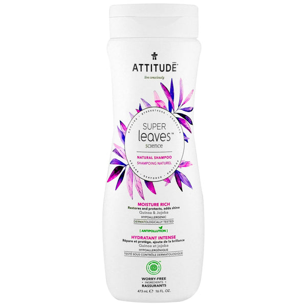 ATTITUDE, Super Leaves Science, Natural Shampoo, Moisture Rich, Quinoa & Jojoba, 16 oz (473 ml) - The Supplement Shop