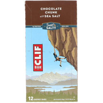 Clif Bar, Energy Bars, Chocolate Chunk with Sea Salt, 12 Bars, 2.40 oz (68 g) Each