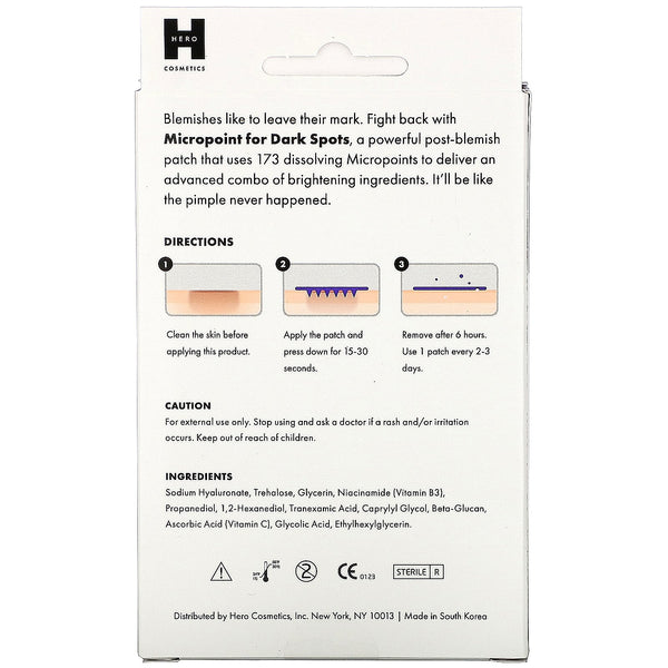 Hero Cosmetics, Mighty Patch, Micropoint for Dark Spots, 6 Patches - The Supplement Shop