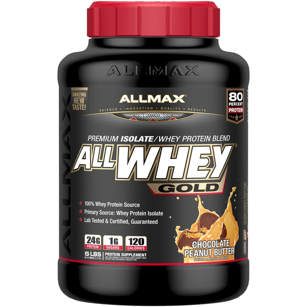 ALLMAX Nutrition, AllWhey Gold, 100% Whey Protein + Premium Whey Protein Isolate, Chocolate Peanut Butter, 5 lbs. (2.27 kg) - The Supplement Shop