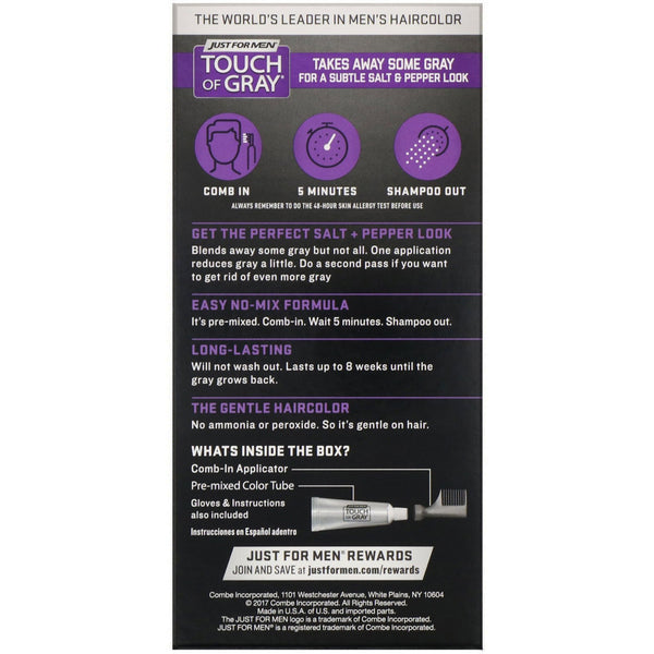 Just for Men, Touch of Gray, Comb-In Hair Color, Light Brown T-25, 1.4 oz (40 g) - The Supplement Shop