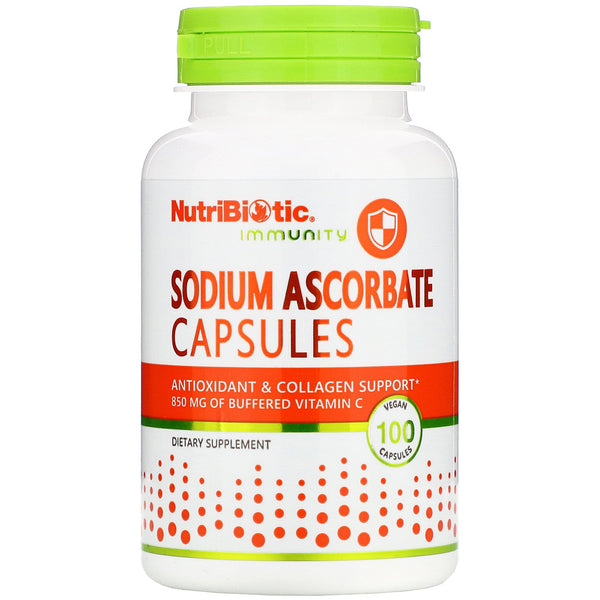 NutriBiotic, Immunity, Sodium Ascorbate, 100 Vegan Capsules - The Supplement Shop
