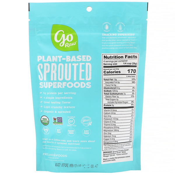 Go Raw, Organic, Sprouted Snacking Seeds, Sea Salt & Vinegar, 4 oz (113 g)