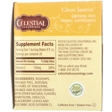 Celestial Seasonings, Herbal Tea, Citrus Sunrise, Caffeine Free, 20 Tea Bags, 1.7 oz (47 g)