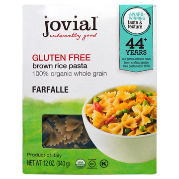 Jovial, Organic Brown Rice Pasta, Farfalle, 12 oz (340 g)