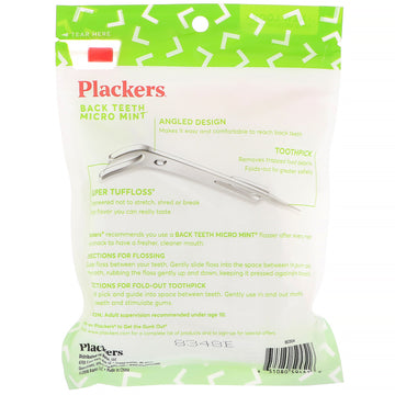 Plackers, Back Teeth Micro Mint, Dental Flossers, Mint, 75 Count