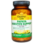 Country Life, Papaya Digestive Support, Pineapple Papaya, 500 Chewable Wafers - The Supplement Shop