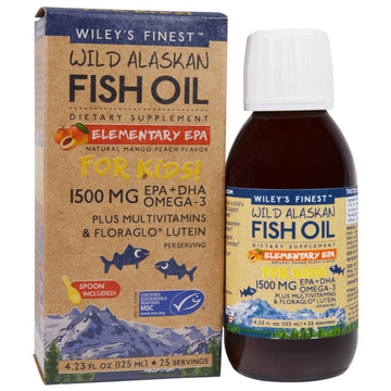 Wiley's Finest, Wild Alaskan Fish Oil, For Kids!, Elementary EPA, Natural Mango Peach Flavor, 1,500 mg, 4.23 fl oz (125 ml)