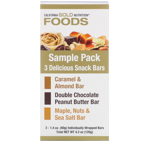 California Gold Nutrition, Sample Snack Bar Pack, 3 Bars, 1.4 oz (40 g) Each - The Supplement Shop