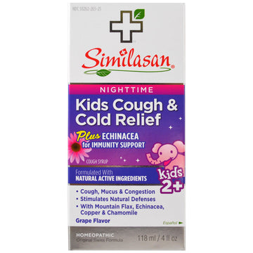 Similasan, Kids Cough & Cold Relief, Nighttime, Kids 2+, Grape Flavor, 4 fl oz (118 ml)
