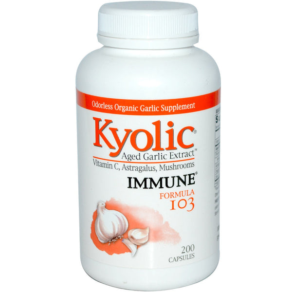 Kyolic, Aged Garlic Extract, Immune, Formula 103, 200 Capsules - The Supplement Shop