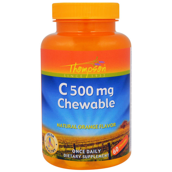 Thompson, C500 mg Chewable, Natural Orange Flavor, 60 Chewables - The Supplement Shop