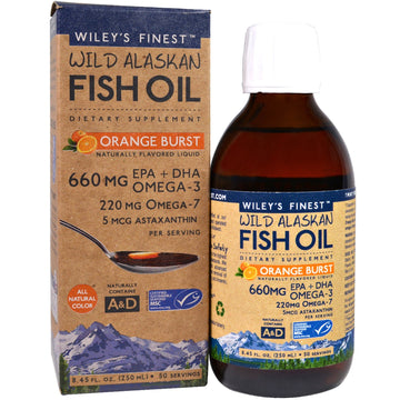 Wiley's Finest, Wild Alaskan Fish Oil, Orange Burst, 660 mg, 8.4 fl oz. (250 ml)