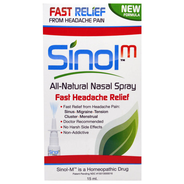 Sinol, SinolM, All-Natural Nasal Spray, Fast Headache Relief, 15 ml - The Supplement Shop