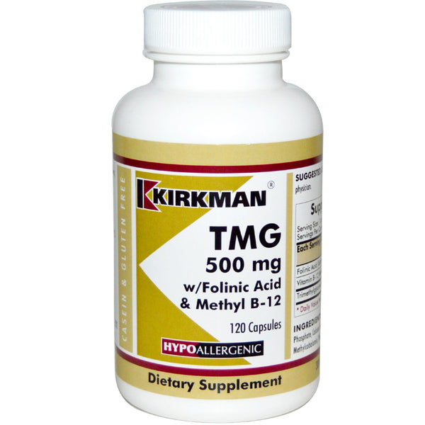 Kirkman Labs, TMG with Folinic Acid & Methyl B-12, 500 mg, 120 Capsules - The Supplement Shop