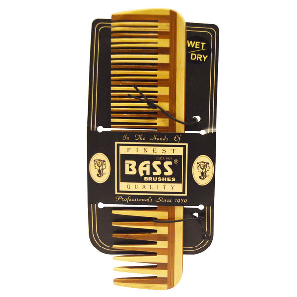 Bass Brushes, Large Wood Comb, Wide Tooth/ Fine Combination - The Supplement Shop