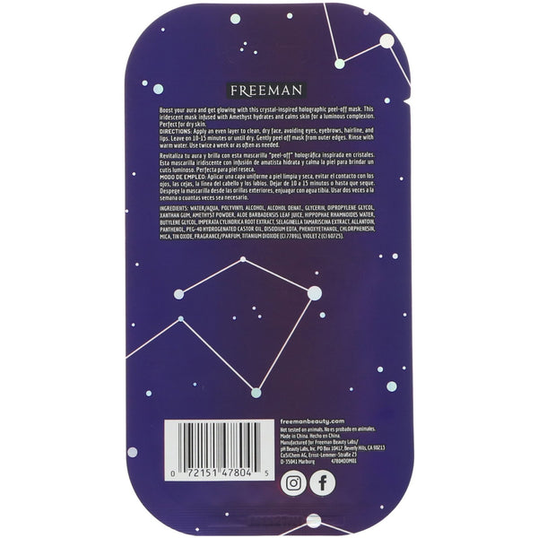 Freeman Beauty, Cosmic Holographic Peel-Off Mask, Hydrating Amethyst, 0.33 fl oz (10 ml) - The Supplement Shop