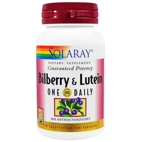Solaray, Bilberry & Lutein, One Daily, 30 Easy-To-Swallow Capsules - The Supplement Shop