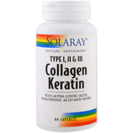Solaray, Collagen Keratin, Type I, II, III, 60 Capsules - The Supplement Shop
