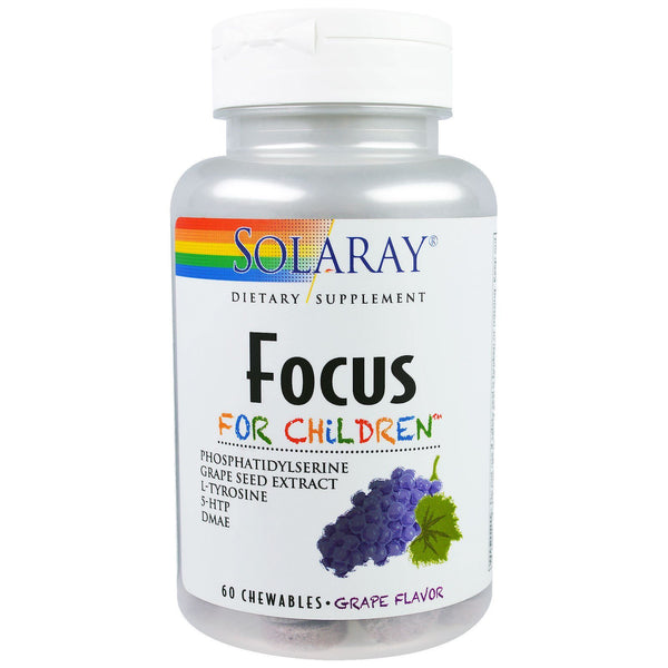Solaray, Focus For Children, Grape Flavor, 60 Chewables - The Supplement Shop