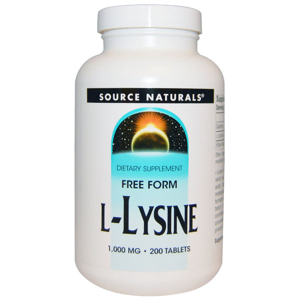 Source Naturals, L-Lysine, 1,000 mg, 200 Tablets - The Supplement Shop