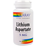 Solaray, Lithium Aspartate, 5 mg, 100 Capsules - The Supplement Shop