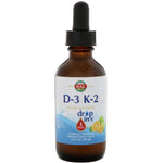 KAL, Vitamin D-3 K-2 Drop Ins, Natural Citrus Flavor, 2 fl oz (59 ml) - The Supplement Shop