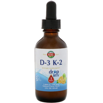 KAL, Vitamin D-3 K-2 Drop Ins, Natural Citrus Flavor, 2 fl oz (59 ml)