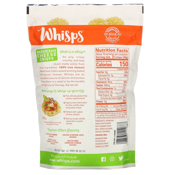 Whisps, Parmesan Cheese Crisps, 9.5 oz (269 g) - The Supplement Shop