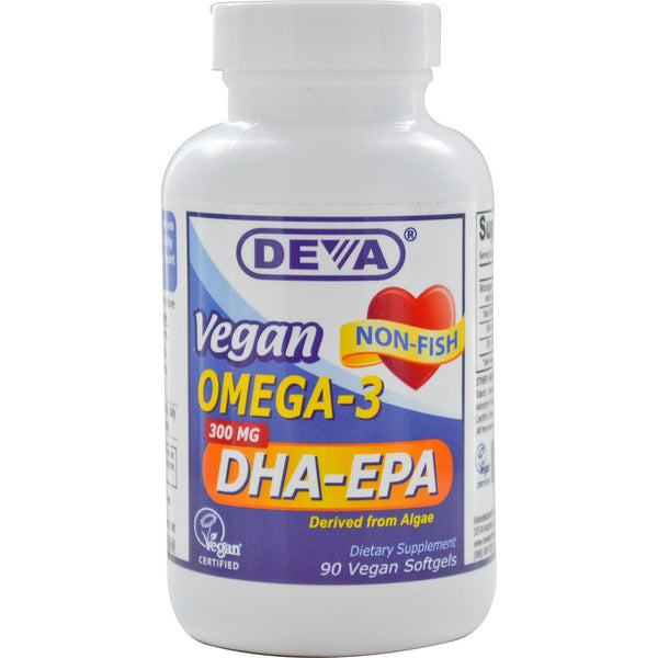 Deva, Vegan, Omega-3, DHA-EPA, 300 mg, 90 Vegan Softgels - The Supplement Shop
