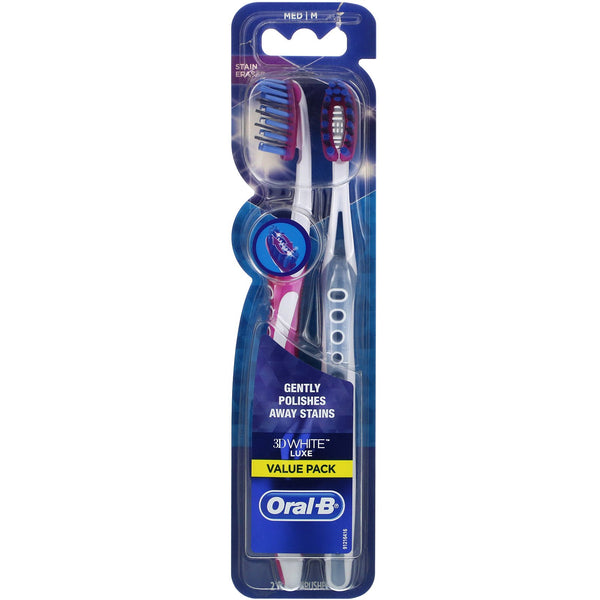Oral-B, 3D White, Luxe Toothbrush, Medium Bristles, 2 Toothbrushes - The Supplement Shop