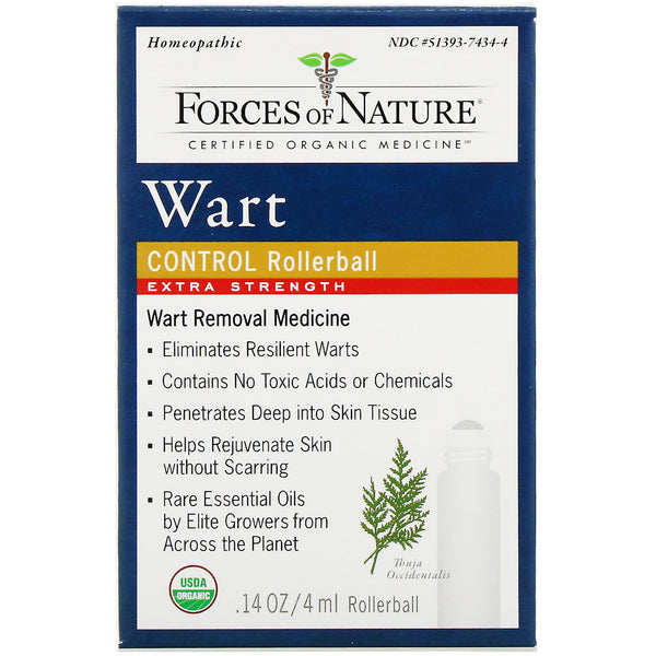 Forces of Nature, Wart Control, Rollerball, Extra Strength, 0.14 oz (4 ml) - The Supplement Shop