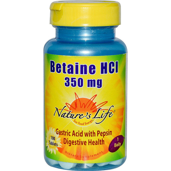 Nature's Life, Betaine HCL, 350 mg, 100 Tablets - The Supplement Shop
