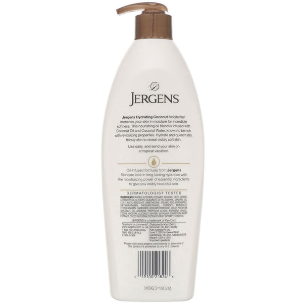 Jergens, Hydrating Coconut Moisturizer, Oil-Infused, 16.8 fl oz (496 ml) - The Supplement Shop