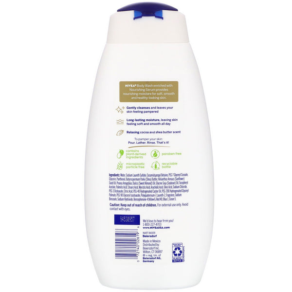 Nivea, Pampering Body Wash, Cocoa & Shea Butter, 20 fl oz (591 ml) - The Supplement Shop