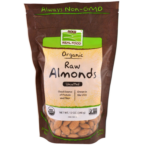 Now Foods, Real Food, Organic Raw Almonds, Unsalted, 12 oz (340 g) - The Supplement Shop