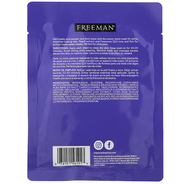 Freeman Beauty, Cheeky Butt Sheet Mask, Smoothing + Toning, 1 Pair, 1.35 fl oz (40 ml) - The Supplement Shop