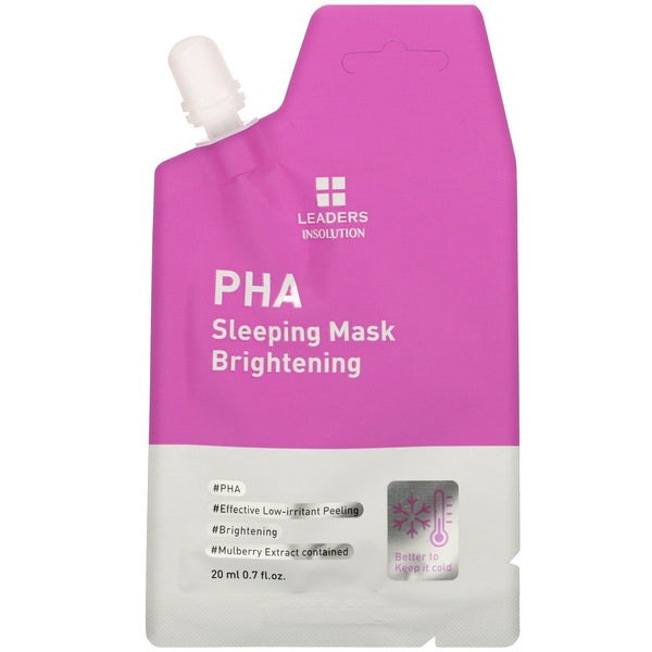Leaders, PHA Sleeping Mask, Brightening, 0.7 fl oz (20 ml) - The Supplement Shop