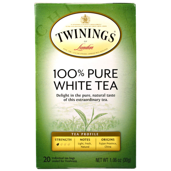 Twinings, 100% Pure White Tea, 20 Tea Bags, 1.06 oz (30 g) Each - The Supplement Shop