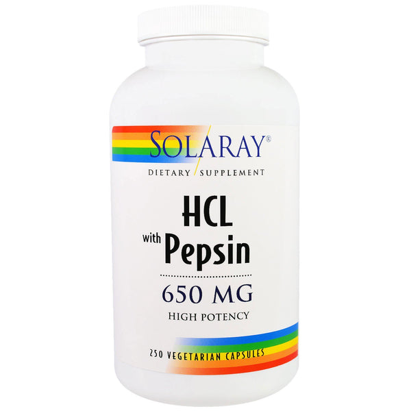 Solaray, HCL with Pepsin, 650 mg, 250 Vegetarian Capsules - The Supplement Shop
