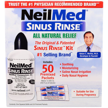 NeilMed, The Original & Patented Sinus Rinse Kit, 50 Premixed Packets, 1 Kit