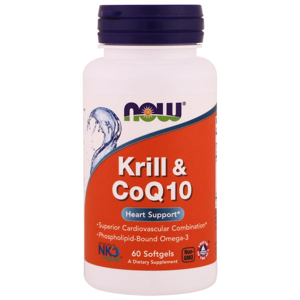 Now Foods, Krill & CoQ10, 60 Softgels - The Supplement Shop