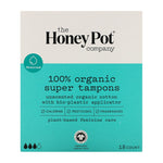The Honey Pot Company, 100% Organic Super Tampons, 18 Count - The Supplement Shop