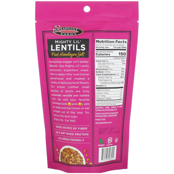 Seapoint Farms, Mighty Lil' Lentils, Pink Himalayan Salt, 5 oz (142 g) - The Supplement Shop