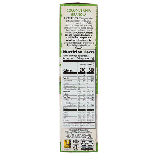 Nature's Path, Organic Coconut Chia Granola, 12.34 oz (350 g) - The Supplement Shop