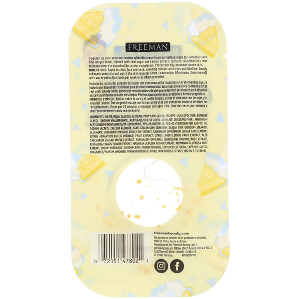 Freeman Beauty, Melting Sugar Face Mask, Oil Absorbing, Lemon Meringue, 0.33 fl oz (10 ml) - The Supplement Shop