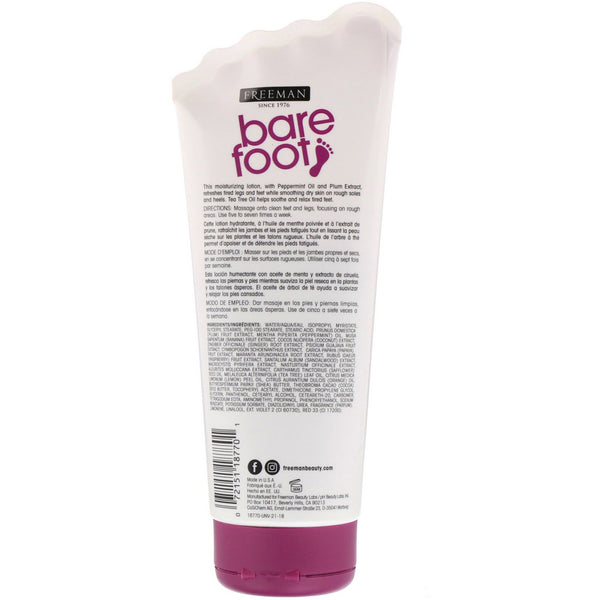 Freeman Beauty, Bare Foot, Hydrating, Foot Lotion, Peppermint & Plum, 5.3 fl oz (150 ml) - The Supplement Shop