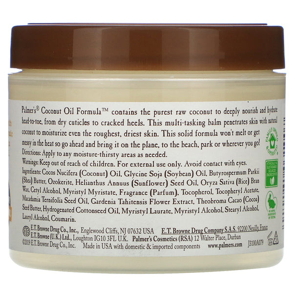Palmer's, Coconut Oil Formula, Coconut Oil Balm, 3.5 oz (100 g) - The Supplement Shop