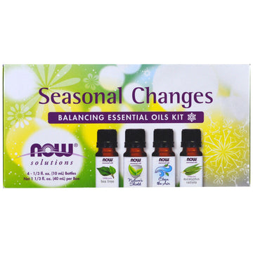 Now Foods, Seasonal Changes, Balancing Essential Oils Kit, 4 Bottles, 1/3 fl oz. (10 ml) Each